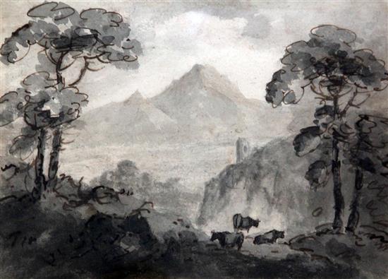 William Gilpin (1724-1804) Cattle in a landscape, 6.5 x 9in.